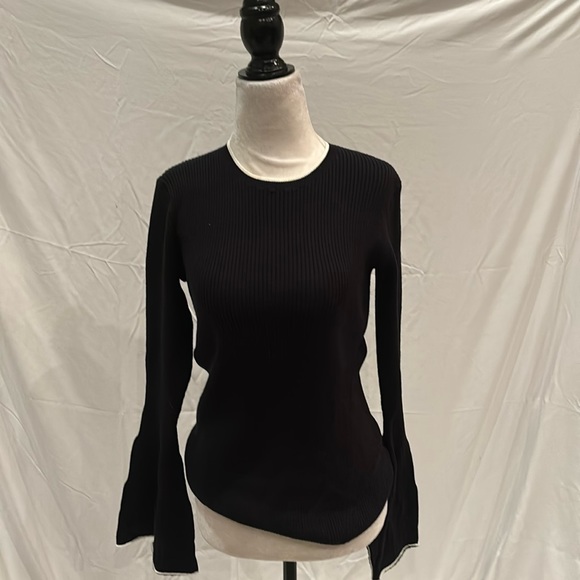 Worth black ribbed sweater with bell sleeves - Picture 1 of 7
